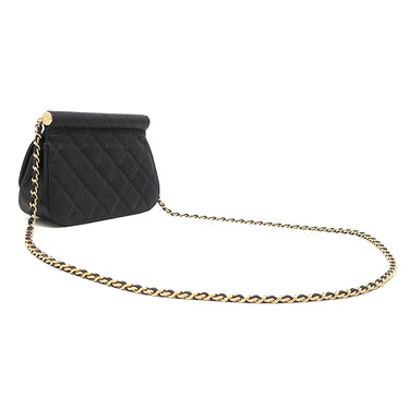 シャネル CHANEL ミニ チェーンショルダー ブラック レザー キャビアスキン ショルダーバッグ ゴールド金具 黒 ココマーク
