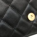 シャネル CHANEL ミニ チェーンショルダー ブラック レザー キャビアスキン ショルダーバッグ ゴールド金具 黒 ココマーク