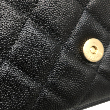 シャネル CHANEL ミニ チェーンショルダー ブラック レザー キャビアスキン ショルダーバッグ ゴールド金具 黒 ココマーク