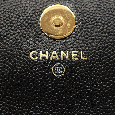 シャネル CHANEL ミニ チェーンショルダー ブラック レザー キャビアスキン ショルダーバッグ ゴールド金具 黒 ココマーク