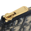 クリスチャン・ディオール Christian Dior サドル チェーン ポーチ スモール ネイビー系 コットン レザー チェーンウォレット ゴールド金具 ショルダー オブリーク ジャカード