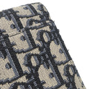クリスチャン・ディオール Christian Dior サドル チェーン ポーチ スモール ネイビー系 コットン レザー チェーンウォレット ゴールド金具 ショルダー オブリーク ジャカード