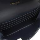 クリスチャン・ディオール Christian Dior サドル チェーン ポーチ スモール ネイビー系 コットン レザー チェーンウォレット ゴールド金具 ショルダー オブリーク ジャカード