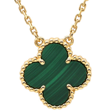 ヴァンクリーフアーペル Van Cleef & Arpels ヴィンテージ アルハンブラ VCARO9VA00 イエローゴールド×グリーン K18YG マラカイト ネックレス Au750 18K YG 緑 マラカイト