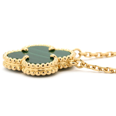 ヴァンクリーフアーペル Van Cleef & Arpels ヴィンテージ アルハンブラ VCARO9VA00 イエローゴールド×グリーン K18YG マラカイト ネックレス Au750 18K YG 緑 マラカイト