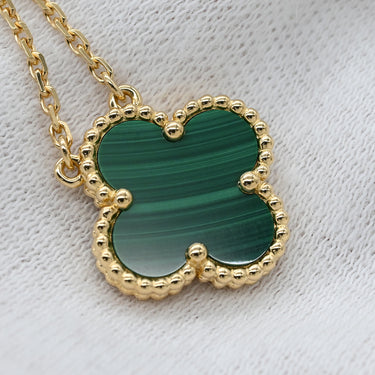 ヴァンクリーフアーペル Van Cleef & Arpels ヴィンテージ アルハンブラ VCARO9VA00 イエローゴールド×グリーン K18YG マラカイト ネックレス Au750 18K YG 緑 マラカイト