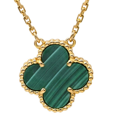 ヴァンクリーフアーペル Van Cleef & Arpels ヴィンテージ アルハンブラ VCARO9VA00 グリーンXイエローゴールド K18YG マラカイト ネックレス Au750 18K YG 緑 マラカイト マット