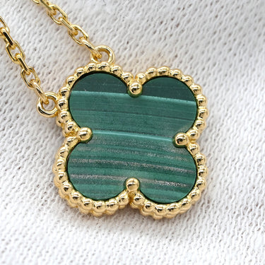 ヴァンクリーフアーペル Van Cleef & Arpels ヴィンテージ アルハンブラ VCARO9VA00 グリーンXイエローゴールド K18YG マラカイト ネックレス Au750 18K YG 緑 マラカイト マット