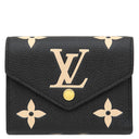 ルイヴィトン LOUIS VUITTON ポルトフォイユ ヴィクトリーヌ M80968 ブラック ベージュ モノグラムアンプラント 三つ折り財布 ゴールド金具 コンパクト財布