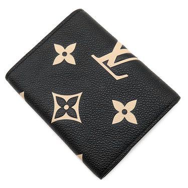 ルイヴィトン LOUIS VUITTON ポルトフォイユ ヴィクトリーヌ M80968 ブラック ベージュ モノグラムアンプラント 三つ折り財布 ゴールド金具 コンパクト財布