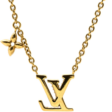 ルイヴィトン LOUIS VUITTON LV アイコニック M00596 ゴールド GP ストラス ネックレス ロゴ モノグラムフラワー LVイニシャル LVサークル