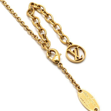 ルイヴィトン LOUIS VUITTON LV アイコニック M00596 ゴールド GP ストラス ネックレス ロゴ モノグラムフラワー LVイニシャル LVサークル