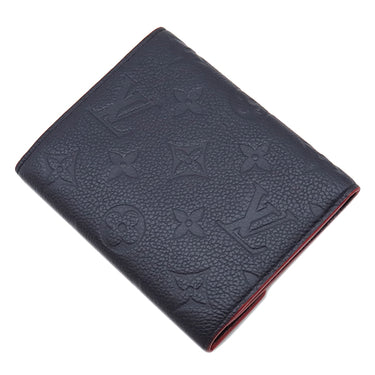 ルイヴィトン LOUIS VUITTON ポルトフォイユ ヴィクトリーヌ M64577 マリーヌルージュ モノグラムアンプラント 三つ折り財布 ゴールド金具 紺 赤