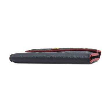 ルイヴィトン LOUIS VUITTON ポルトフォイユ ヴィクトリーヌ M64577 マリーヌルージュ モノグラムアンプラント 三つ折り財布 ゴールド金具 紺 赤
