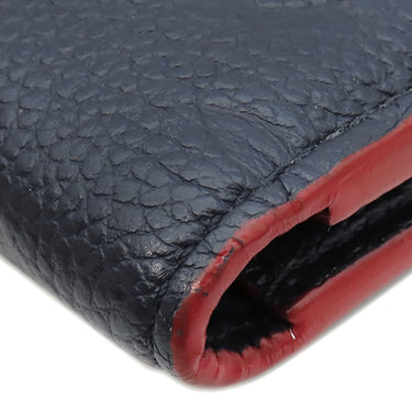 ルイヴィトン LOUIS VUITTON ポルトフォイユ ヴィクトリーヌ M64577 マリーヌルージュ モノグラムアンプラント 三つ折り財布 ゴールド金具 紺 赤