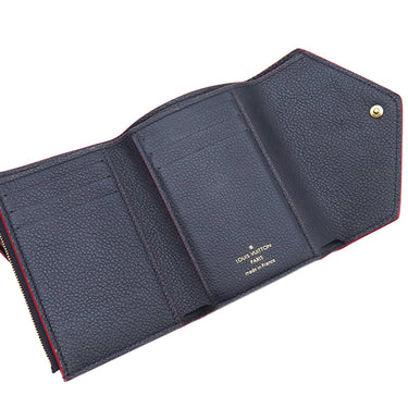 ルイヴィトン LOUIS VUITTON ポルトフォイユ ヴィクトリーヌ M64577 マリーヌルージュ モノグラムアンプラント 三つ折り財布 ゴールド金具 紺 赤