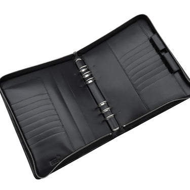モンブラン Montblanc マイスターシュテュック ジップ式 ラージ オルガナイザー ブラック レザー 手帳カバー シルバー金具 黒 手帳 システム手帳 バインダー