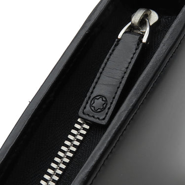 モンブラン Montblanc マイスターシュテュック ジップ式 ラージ オルガナイザー ブラック レザー 手帳カバー シルバー金具 黒 手帳 システム手帳 バインダー