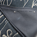 ベルルッティ BERLUTI スクリットアラベスク バックパック ネイビー×アイボリー キャンバス レザー リュック・デイパック シルバー金具 バックパック