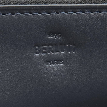 ベルルッティ BERLUTI イタウバ ワイド カリグラフィー クラッチ ブルー レザー スクリットレザー クラッチバッグ シルバー金具 青 水色 セカンドバッグ