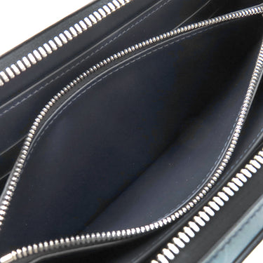 ベルルッティ BERLUTI イタウバ ワイド カリグラフィー クラッチ ブルー レザー スクリットレザー クラッチバッグ シルバー金具 青 水色 セカンドバッグ