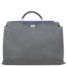 フェンディ FENDI ピーカブー アイコニック エッセンシャル 7VA476 ダークグレー×ブルー レザー 2WAYバッグ シルバー金具 ビジネスバッグ