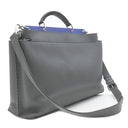 フェンディ FENDI ピーカブー アイコニック エッセンシャル 7VA476 ダークグレー×ブルー レザー 2WAYバッグ シルバー金具 ビジネスバッグ