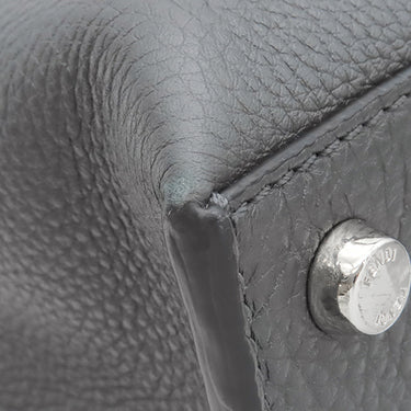 フェンディ FENDI ピーカブー アイコニック エッセンシャル 7VA476 ダークグレー×ブルー レザー 2WAYバッグ シルバー金具 ビジネスバッグ
