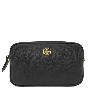 グッチ GUCCI GGマーモント ミニ 772759 ブラック レザー ショルダーバッグ ゴールド金具 黒 チェーンショルダー