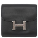 エルメス HERMES コンスタンス コンパクト ブラック ヴォーエプソン 二つ折り財布 シルバー金具 黒 コンパクトウォレット