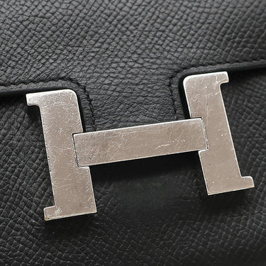 エルメス HERMES コンスタンス コンパクト ブラック ヴォーエプソン 二つ折り財布 シルバー金具 黒 コンパクトウォレット