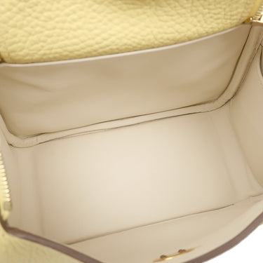 エルメス HERMES リンディ ミニ 20 ヴェルソ ジョーヌプッサン×ナタ トリヨンクレマンス ショルダーバッグ ゴールド金具 バイカラー