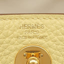 エルメス HERMES リンディ ミニ 20 ヴェルソ ジョーヌプッサン×ナタ トリヨンクレマンス ショルダーバッグ ゴールド金具 バイカラー
