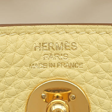 エルメス HERMES リンディ ミニ 20 ヴェルソ ジョーヌプッサン×ナタ トリヨンクレマンス ショルダーバッグ ゴールド金具 バイカラー