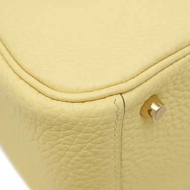 エルメス HERMES リンディ ミニ 20 ヴェルソ ジョーヌプッサン×ナタ トリヨンクレマンス ショルダーバッグ ゴールド金具 バイカラー