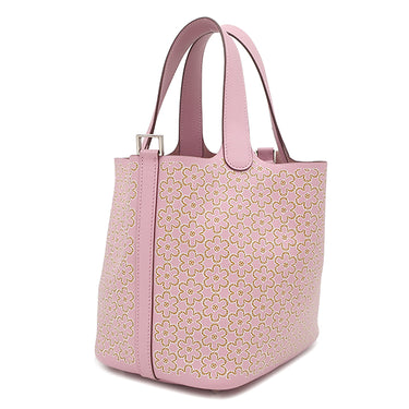 エルメス HERMES ピコタンロックPM ラッキーデイジー モーヴシルベストル×ホワイト×キュイーブル ヴォースイフト ハンドバッグ シルバー金具 鍵 カデナ 欠品