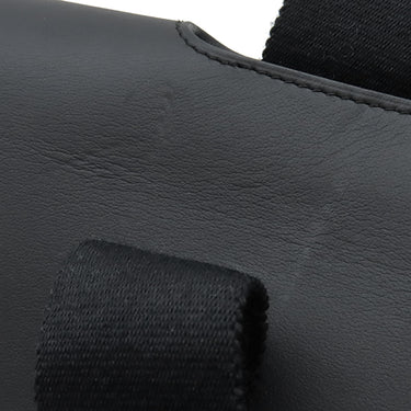 エルメス HERMES ヴァルパライソ ロング MM ブラック トワルシェブロン レザー ハンドバッグ シルバー金具 黒