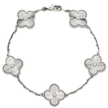 ヴァンクリーフアーペル Van Cleef & Arpels ヴィンテージアルハンブラ 5モチーフ VCARP9XE00 ホワイトゴールド K18WG ブレスレット 18K 750AU WG ギヨシェ