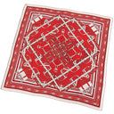 エルメス HERMES カレ140 カレジェアン ルージュ×ホワイト×ブラック カシミヤ シルク ストール 新品 未使用 【Mors a Jouets Bandana/馬銜 バンダナ】