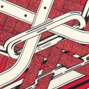 エルメス HERMES カレ140 カレジェアン ルージュ×ホワイト×ブラック カシミヤ シルク ストール 新品 未使用 【Mors a Jouets Bandana/馬銜 バンダナ】