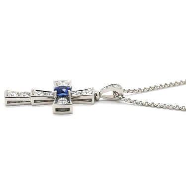 ブルガリ BVLGARI セルペンティ クロス ペンダント ホワイトゴールド K18WG ダイヤモンド ブルーサファイア ネックレス 750 18K WG パヴェダイヤ ブルーサファイア 十字架