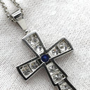 ブルガリ BVLGARI セルペンティ クロス ペンダント ホワイトゴールド K18WG ダイヤモンド ブルーサファイア ネックレス 750 18K WG パヴェダイヤ ブルーサファイア 十字架