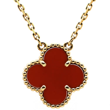ヴァンクリーフアーペル Van Cleef & Arpels ヴィンテージ アルハンブラ ペンダント VCARD38500 レッド×イエローゴールド K18YG カーネリアン ネックレス Au750 18K 赤 カーネリアン