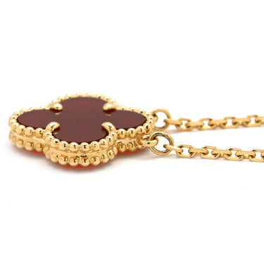 ヴァンクリーフアーペル Van Cleef & Arpels ヴィンテージ アルハンブラ ペンダント VCARD38500 レッド×イエローゴールド K18YG カーネリアン ネックレス Au750 18K 赤 カーネリアン