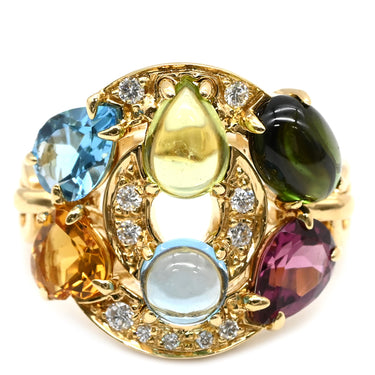 ブルガリ BVLGARI アストラーレ チェルキ イエローゴールド K18YG ダイヤモンド マルチストーン リング 指輪 ダイヤ 色石 マルチストーン 10号