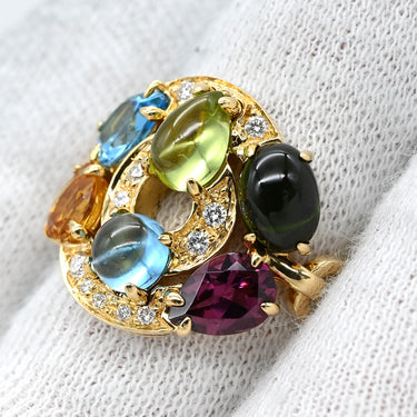 ブルガリ BVLGARI アストラーレ チェルキ イエローゴールド K18YG ダイヤモンド マルチストーン リング 指輪 ダイヤ 色石 マルチストーン 10号