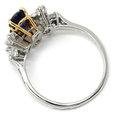 ショーメ CHAUMET サファイア ダイヤ リング プラチナシルバー×ホワイトゴールド×ブルー Pt900 K18YG サファイア ダイヤモンド リング 指輪 青 ブルーサファイア 11号