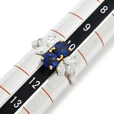 ショーメ CHAUMET サファイア ダイヤ リング プラチナシルバー×ホワイトゴールド×ブルー Pt900 K18YG サファイア ダイヤモンド リング 指輪 青 ブルーサファイア 11号