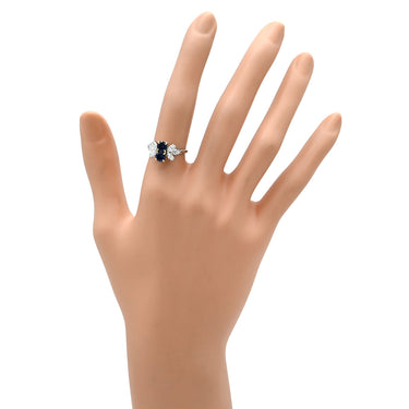 ショーメ CHAUMET サファイア ダイヤ リング プラチナシルバー×ホワイトゴールド×ブルー Pt900 K18YG サファイア ダイヤモンド リング 指輪 青 ブルーサファイア 11号