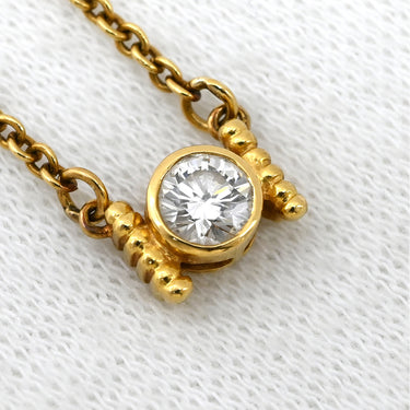 クリスチャン・ディオール Christian Dior ダイヤモンド チェーン イエローゴールド K18YG ダイヤモンド ネックレス Dior Au750 18K 18金 ソリティア 1P 1石 1粒